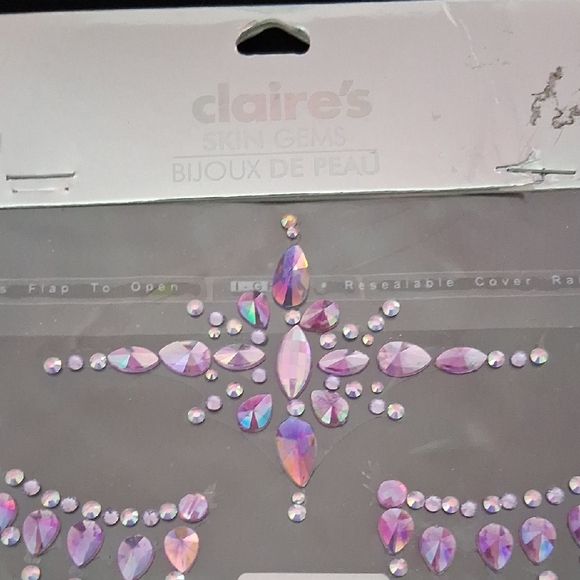 Claire's Iridescent Face Gems in Purple and Pink - Picture 3 of 5